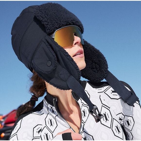Free People North Star Trapper Hat Black Faux Fur Aviator Winter - Picture 1 of 10